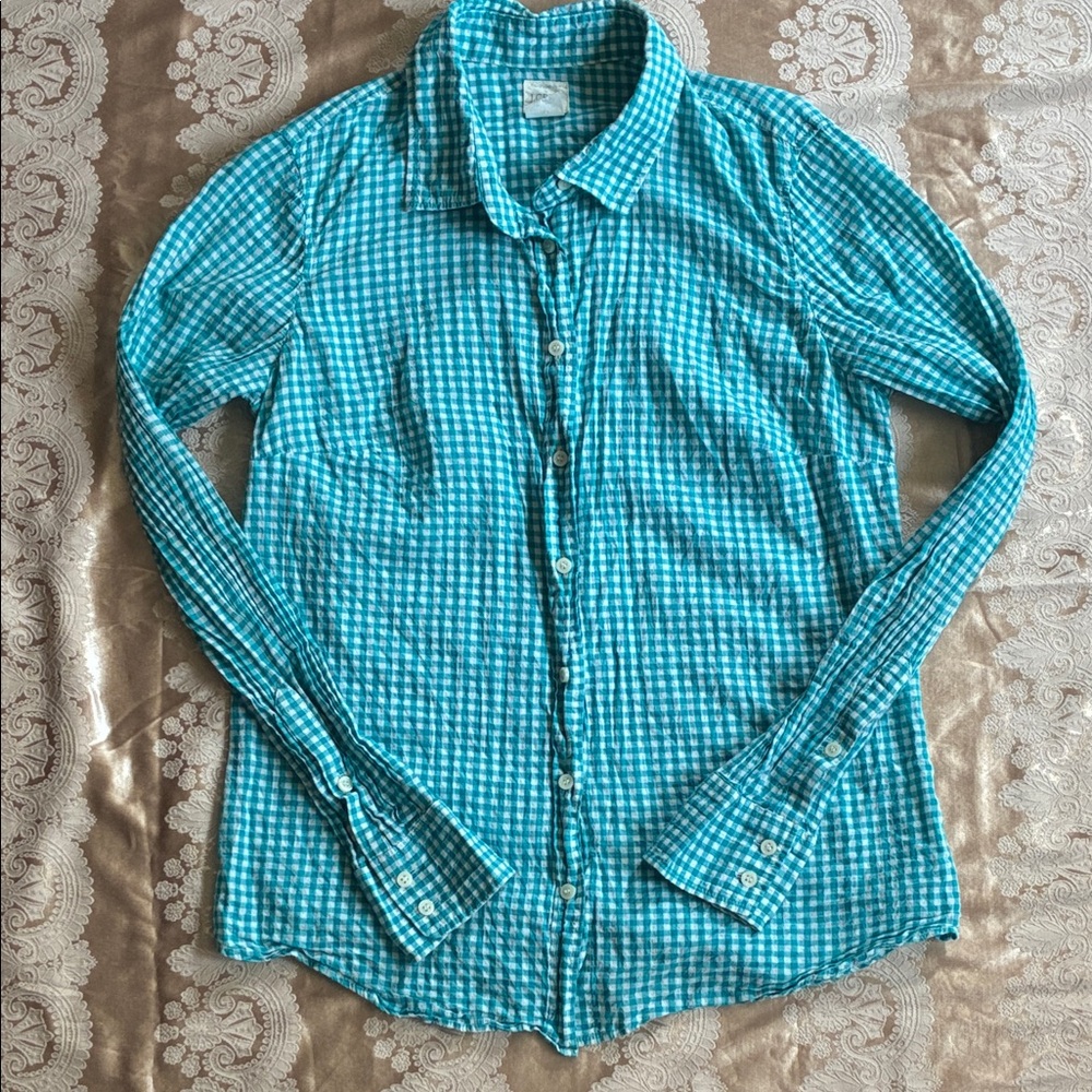J. Crew Blue Checkered Button Down Shirt